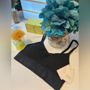 Auden Black Ribbed Bralette lightly line